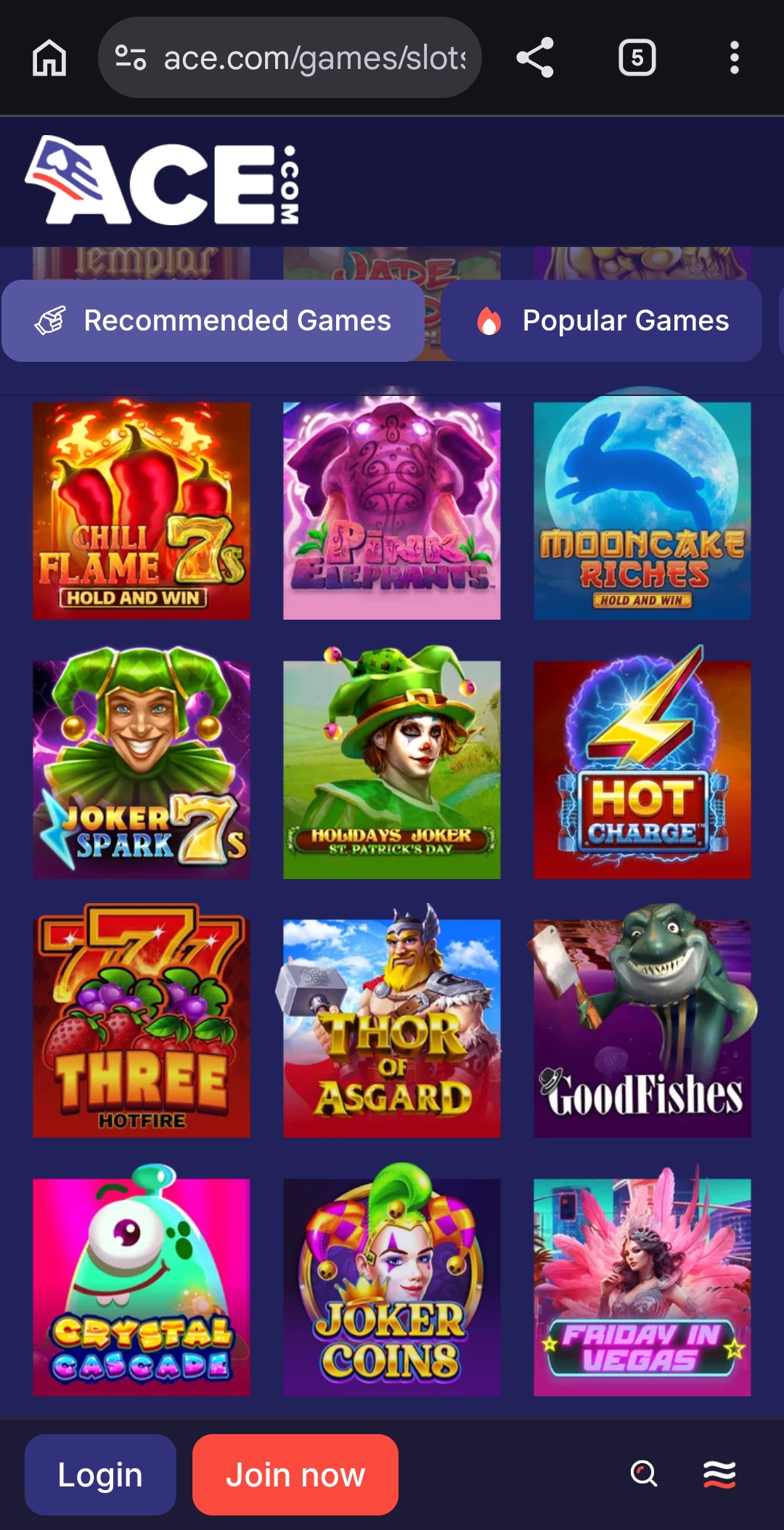ACE.com Exclusive Games