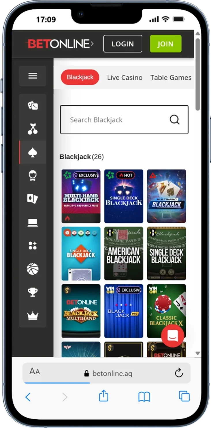 BetOnline Multi-Hand Blackjack