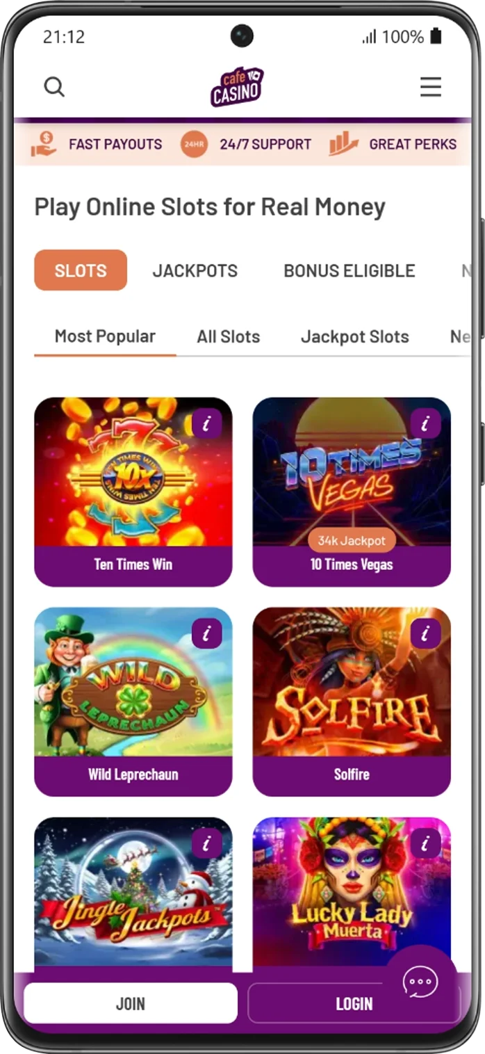 Cafe Casino Slots with Hot Drop Jackpots