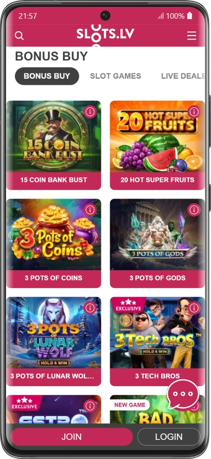 Slots.lv Bonus Buy Feature