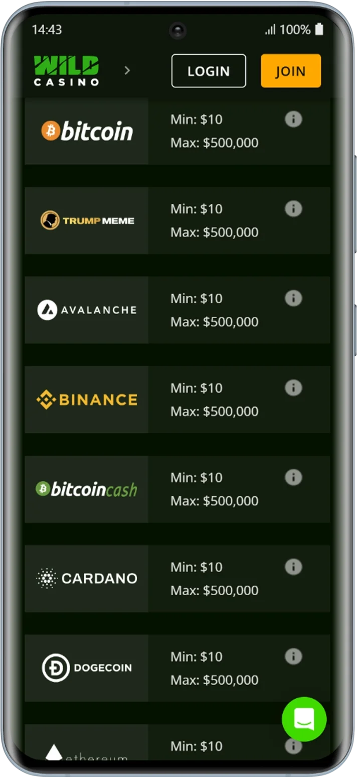Cryptocurrency deposit options